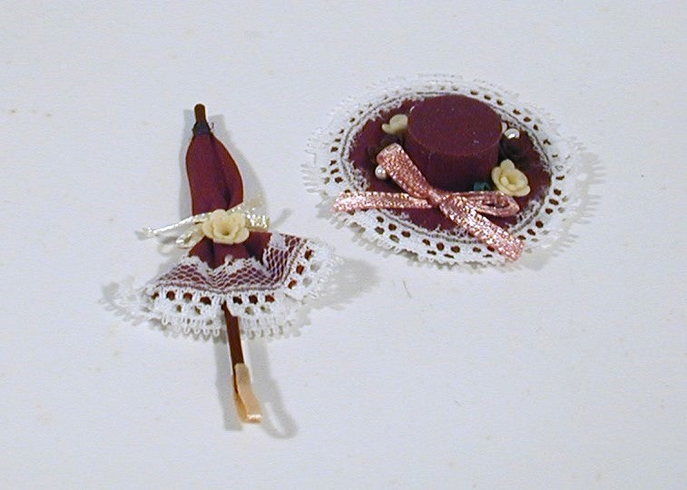 Hat + paraply, vinrød