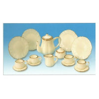 Kaffeservice relief hvid m/ guldkant 4 pers. 15 dele, elegant og småt