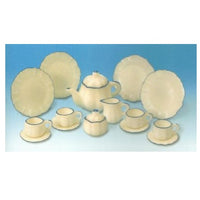 The service relief, hvid m/ blå kant 4 pers. 15 dele, elegant og småt