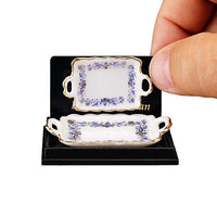 Serveringsbakker, porcelæn, Blue onion/guld