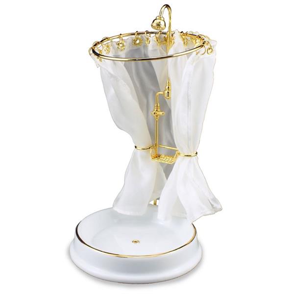 Brusekabine i hvid porcelæn m/guldkant