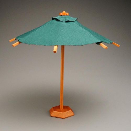 Parasol, grøn/valnød stel. fungerende, Reutters