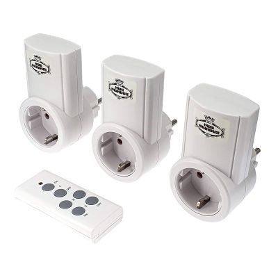Fjernbetjeningssystem 3 stikapp - 1 fjernbetjening + batteri