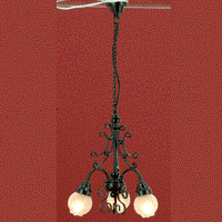 Loftlampe 3- armede, sort fillgreen