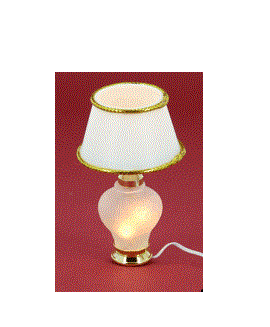 Bordlampe, glasfod- hvid skærm