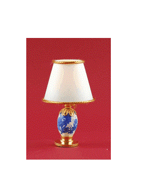 Bordlampe m/ blå blomst
