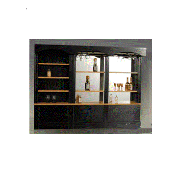 Bar, sortmalet m/ spejl + ophæng til glas