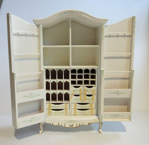 Cabinet - elfenbensfarvet, med blomster