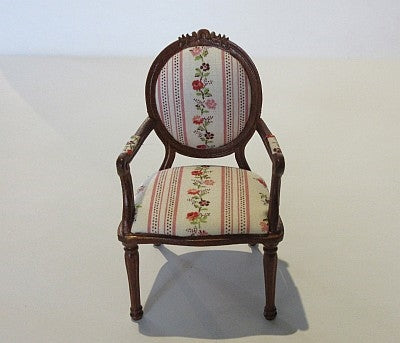 Armstol Ludvig d. XVI valnød / rosa blomster