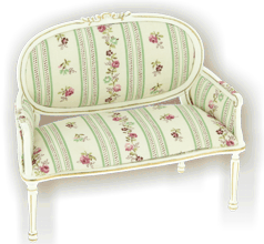 Sofa elfenb.farvet /guld, stof med roser