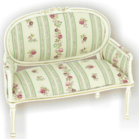 Sofa elfenb.farvet /guld, stof med roser