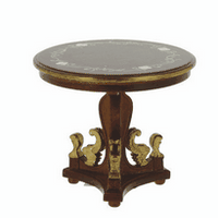 Bord rund Empire, valnød / guld