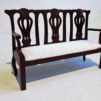 Palour bænk, Mahogni m/ hvid silke