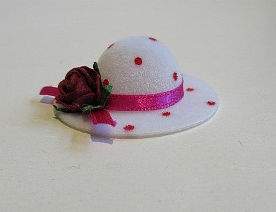 Damehat m/ rosa dots + rød rose