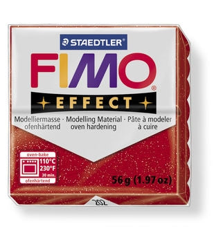 Fimo effect glitter rød 56 g.