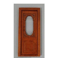 Dør med udskæringer og vindue , valnød