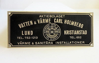 Skilt, metal, C. Holmberg