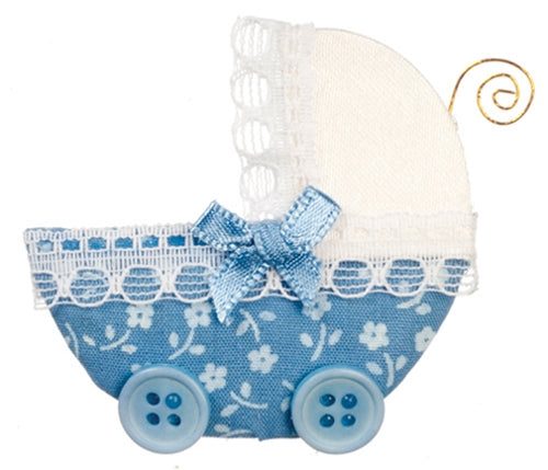 Baby barnevogn blå,   ( til ophæng som pynt )