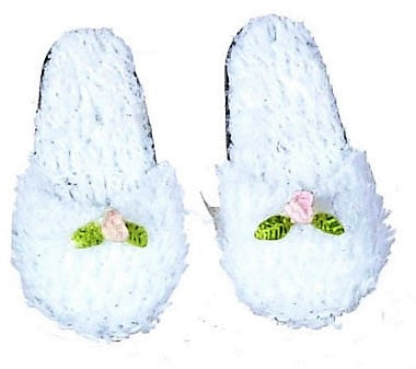 Børnetøfler, hvid m. blomst
