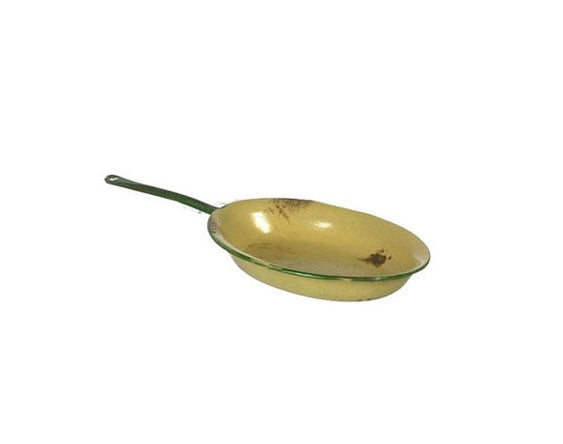 Oval omelet pande, gul emalje