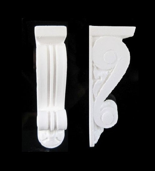 Konsoller 2 stk. gips H:6,5 cm B: 1,6 cm D: 2,5 cm