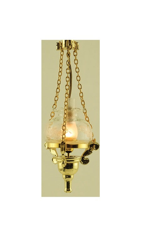 Loftlampe, messing  m/ glasskærm