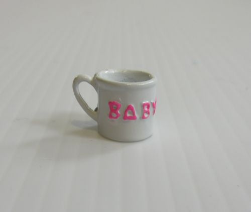 Baby krus hvid/rosa, håndlavet metal