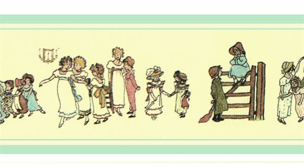 Kate Greenaway frise, blå/ grøn