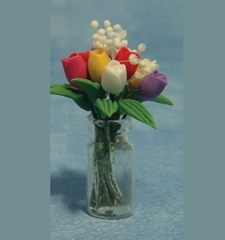 Glasvase m/ tulipaner