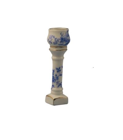 Blomsteropsats i porcelæn, hvid m/ blå blomstermotiv